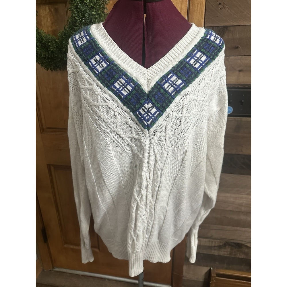 Vintage American Eagle Sweater Mens Extra Large White V Neck Sweater